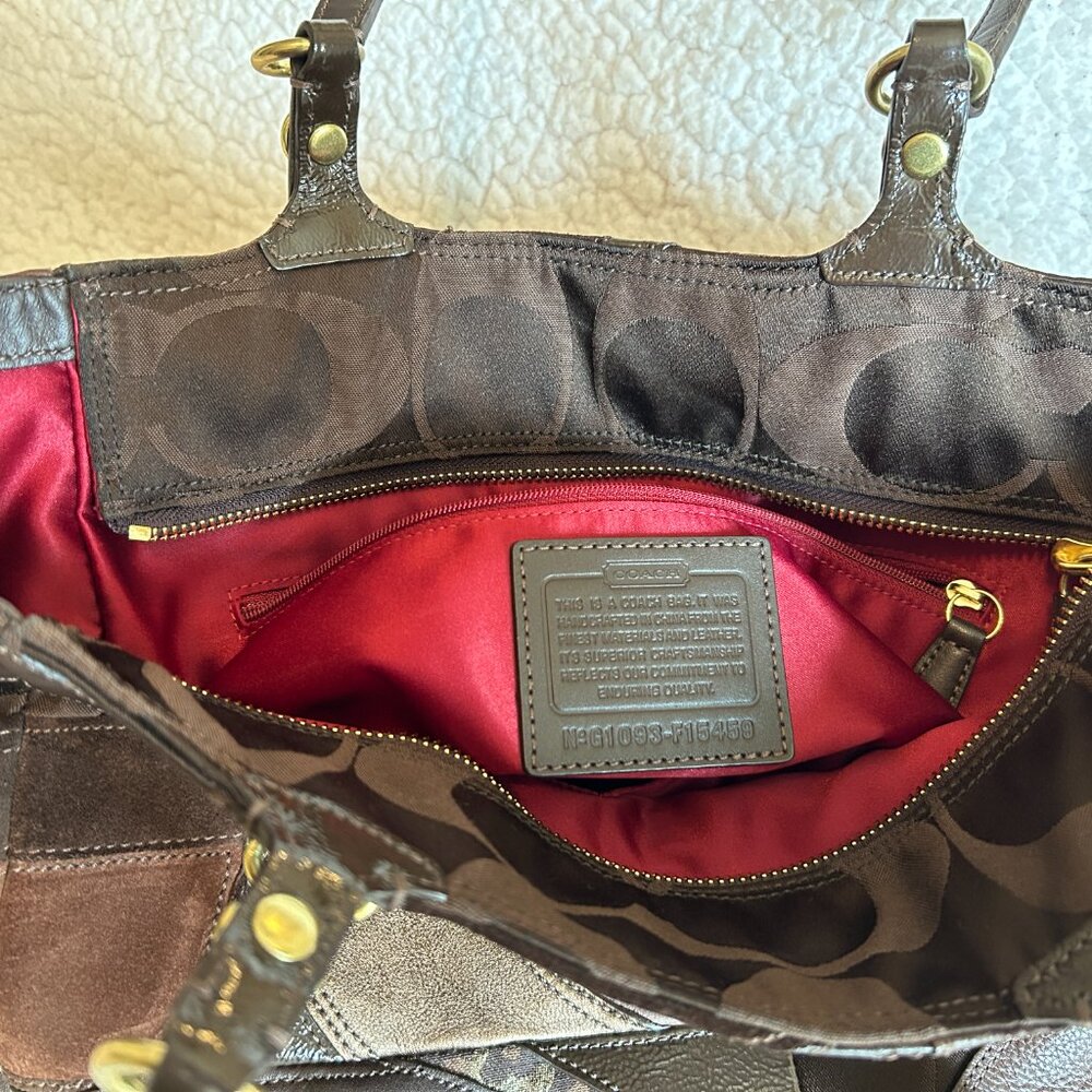 COACH PURSE NWT Patchwork Collection Brown/Gold/Leather/Suede - Picture 6 of 16